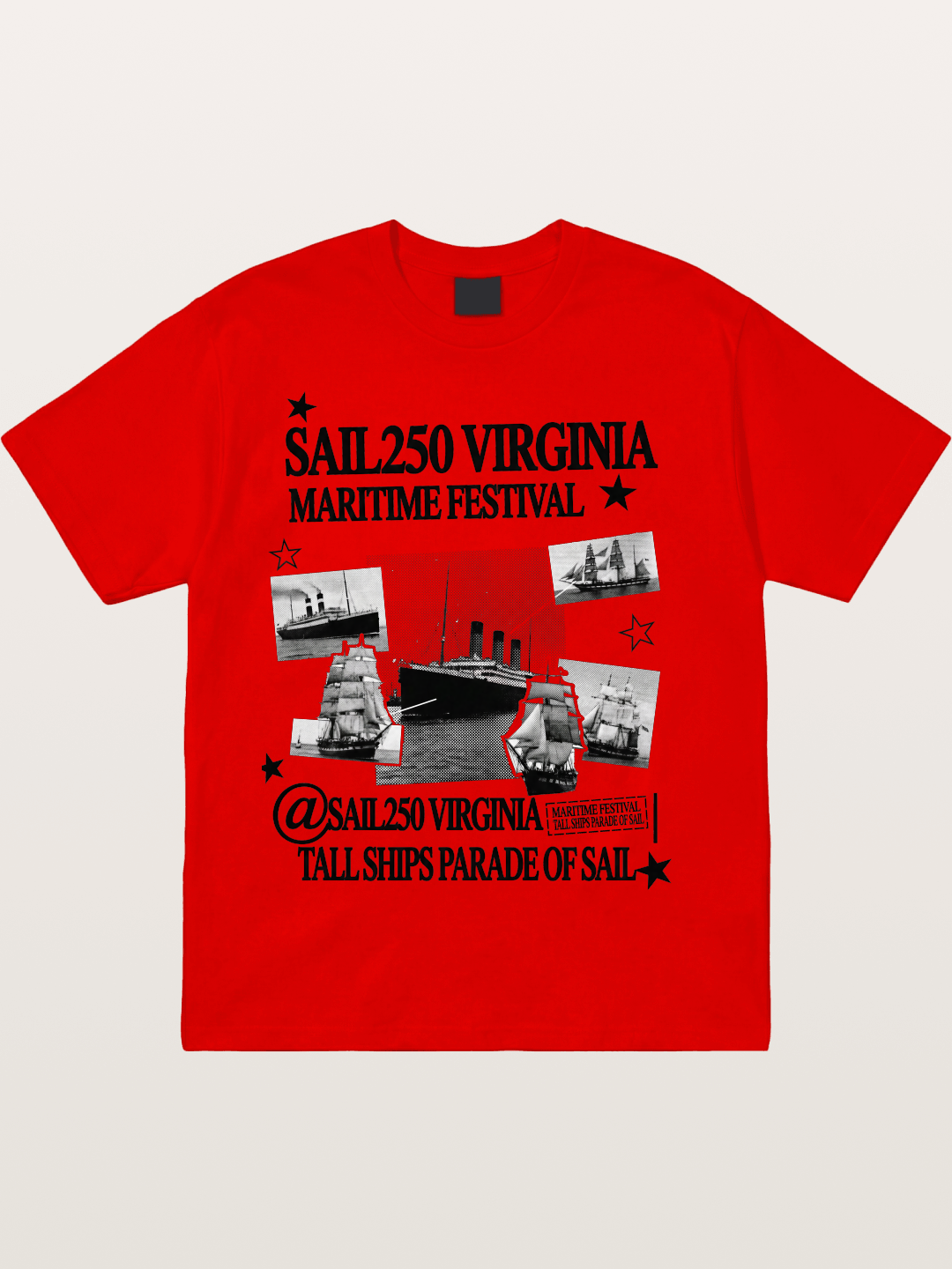 Collage Black White Sailboat Card Cotton T-shirt