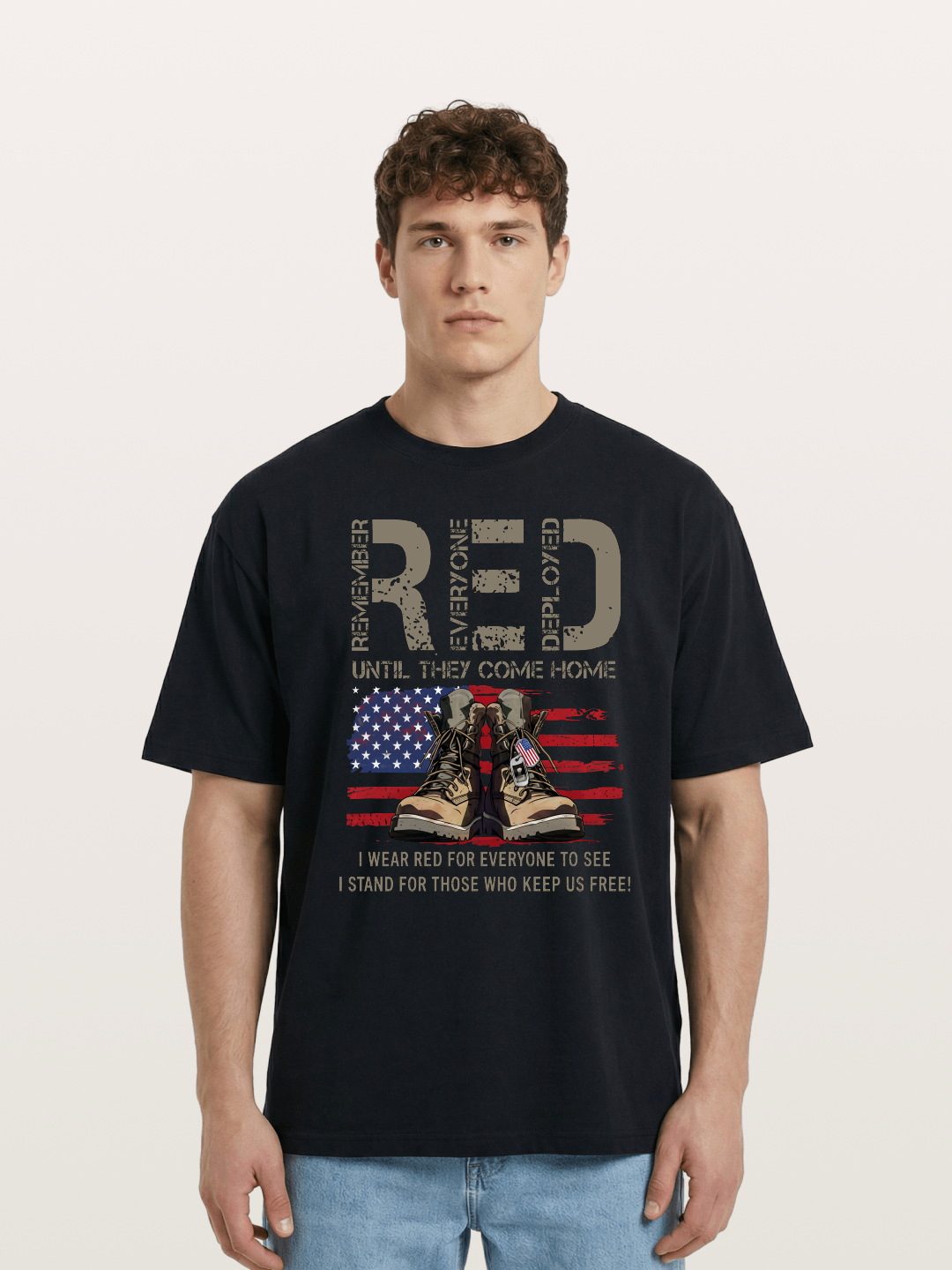 I Wear Red for Those Who Keep Us Free Cotton T-shirt