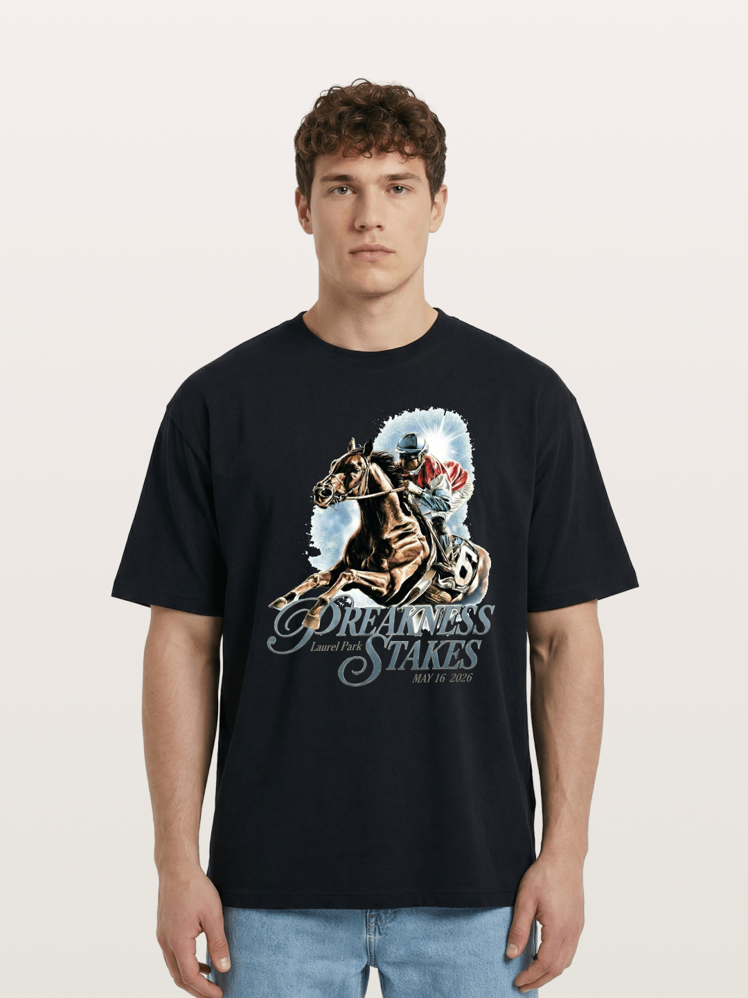 Preakness Stakes Jockey Poster Cotton T-shirt