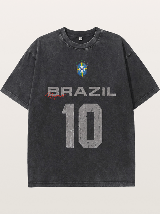 Brazil Neymar 10 Vintage Washed T-shirt