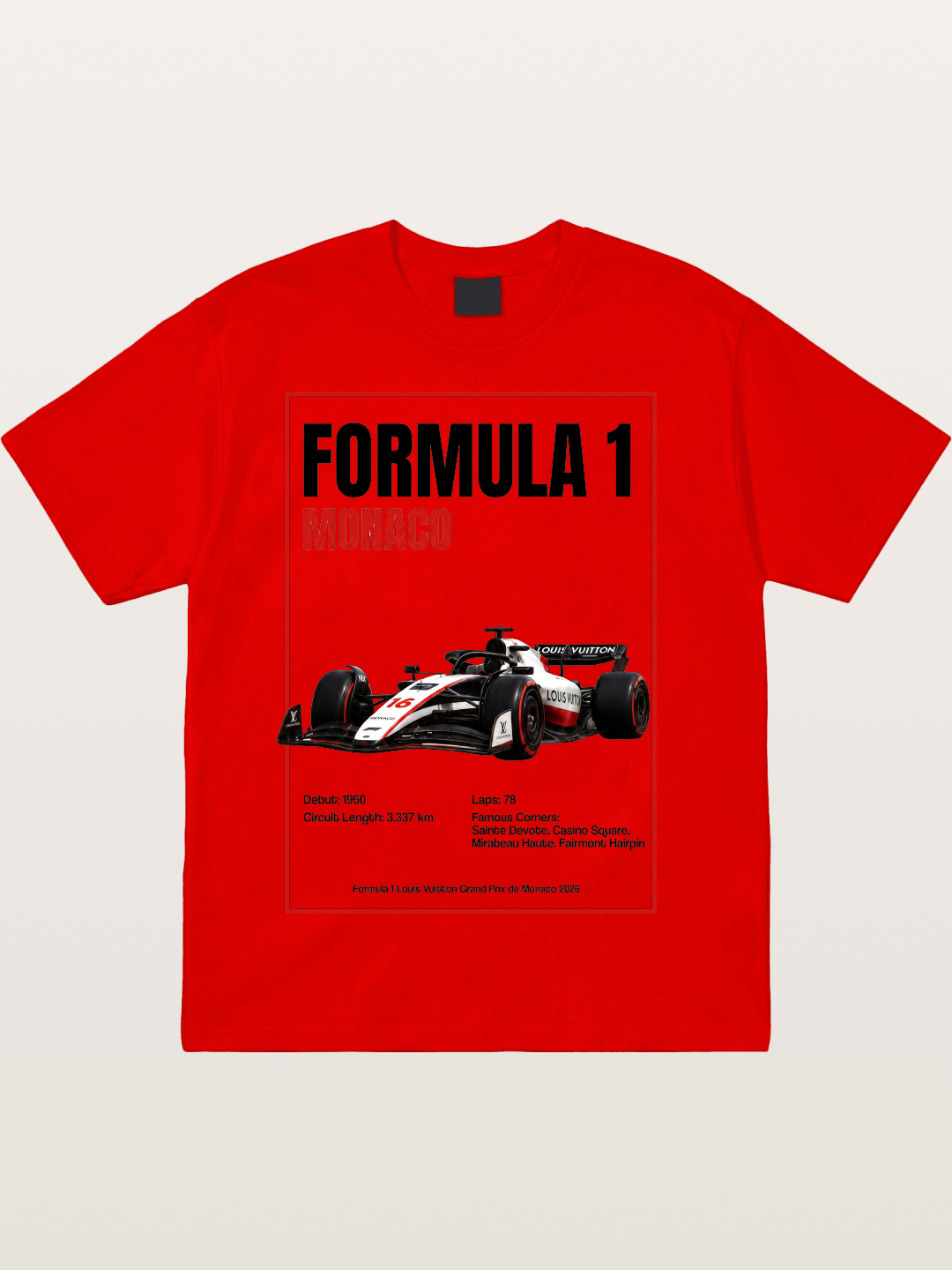 F1 Monaco LV Racing Car Poster Cotton T-shirt