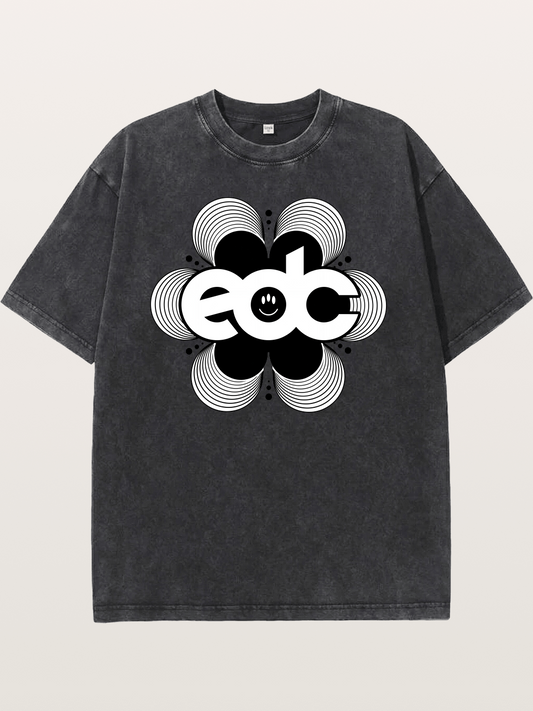 EDC Wavy Daisy Logo Design Washed T-shirt