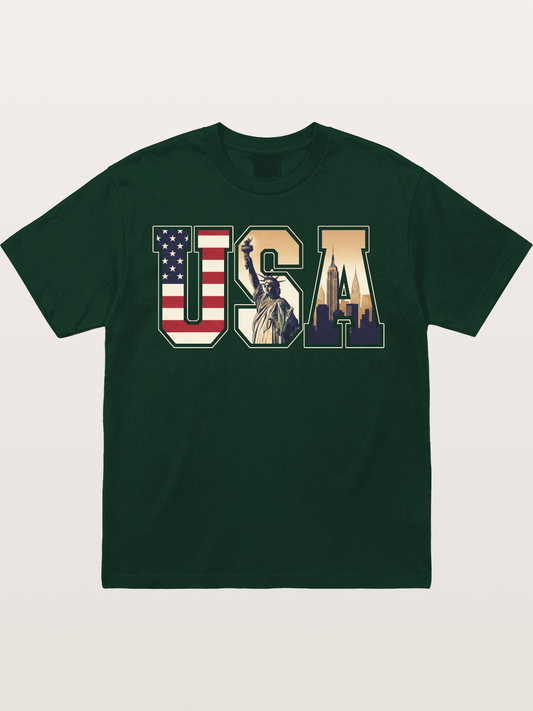 USA Letters Liberty City Skyline Gildan T-shirt