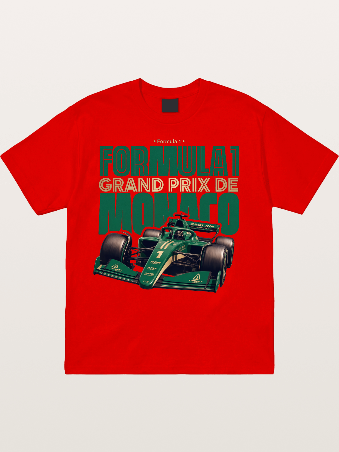 Green Monaco F1 Race Print Cotton T-shirt