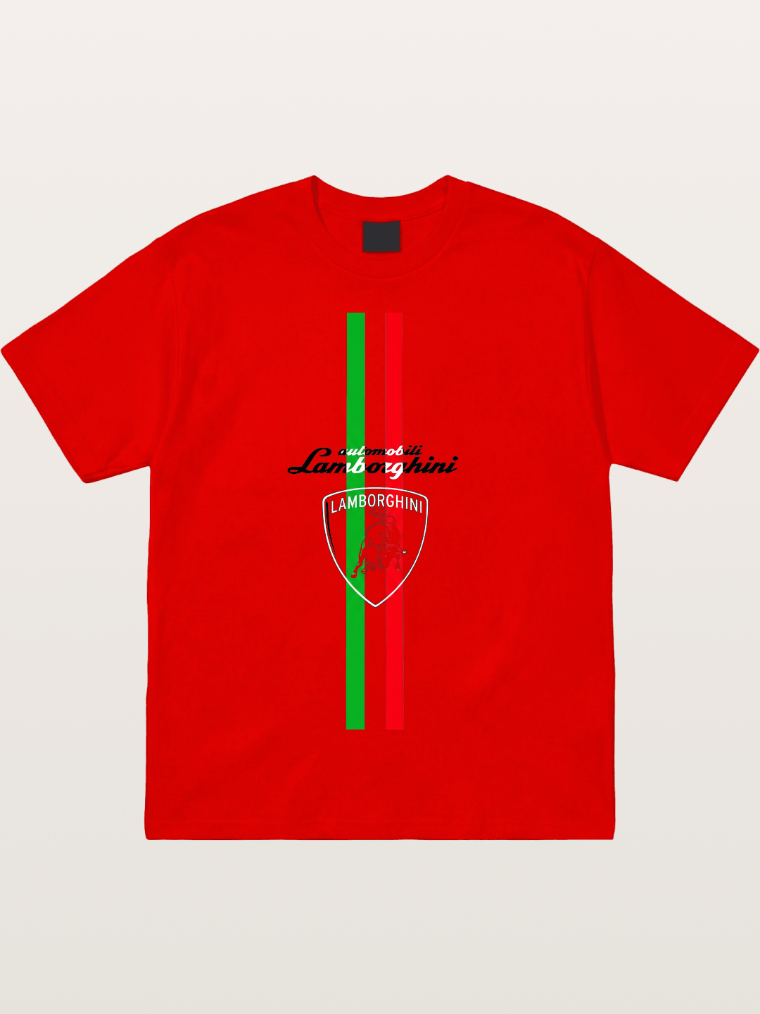 Italian Flag Lamborghini Print Cotton T-shirt
