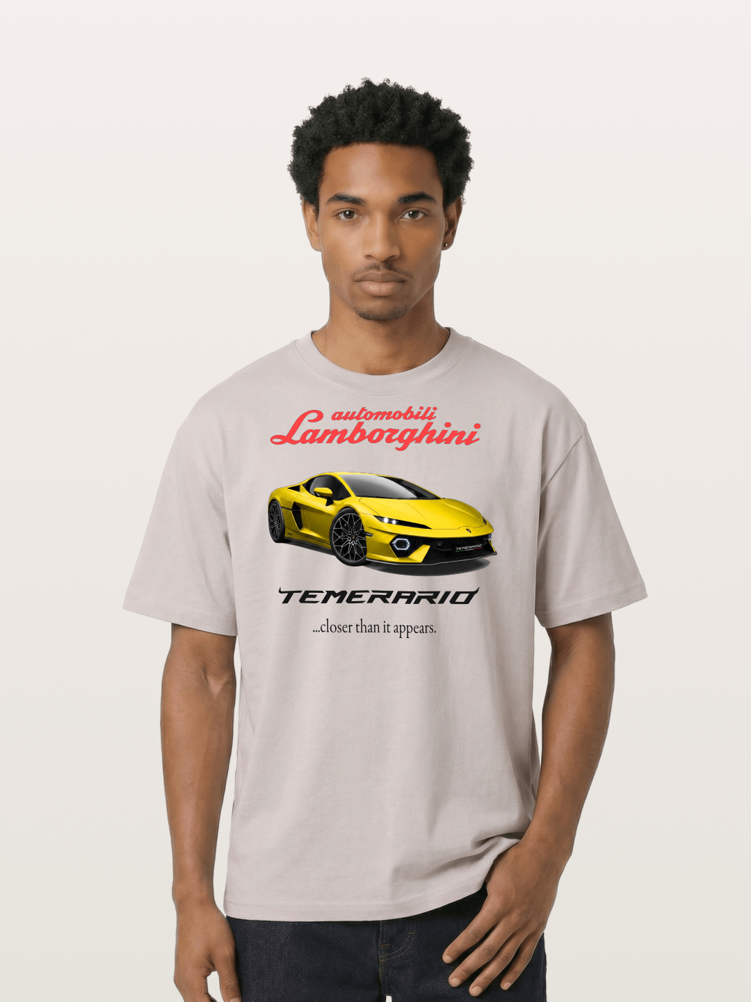 Lamborghini Temerario Yellow Sports Car Cotton T-shirt