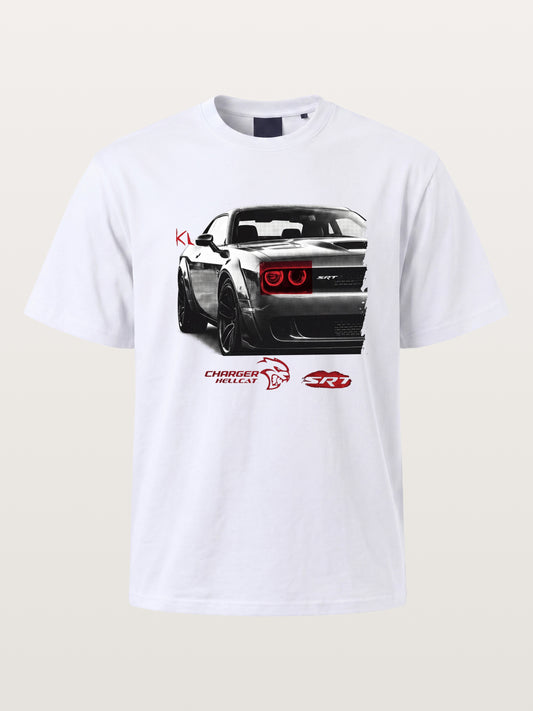 Red Taillight Hellcat Grunge Print Cotton T-shirt