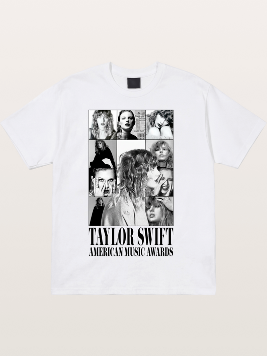 Taylor Swift AMA Collage Print Cotton T-shirt