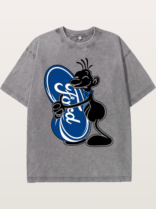 Cartoon Hugging Ford Logo Washed T-shirt