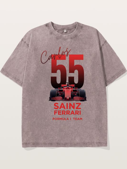 Carlos Sainz Ferrari 55 Art Washed T-shirt
