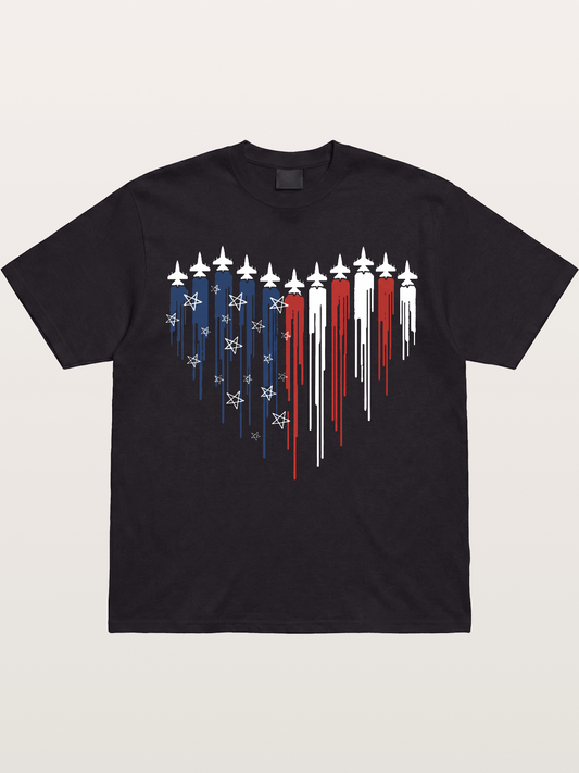 American Flag Paint Drip Design Gildan T-shirt