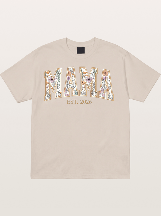 Floral Mama Est 2026 Design Cotton T-shirt