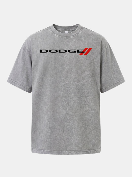 Dodge Red Strip Badge Print Washed T-shirt