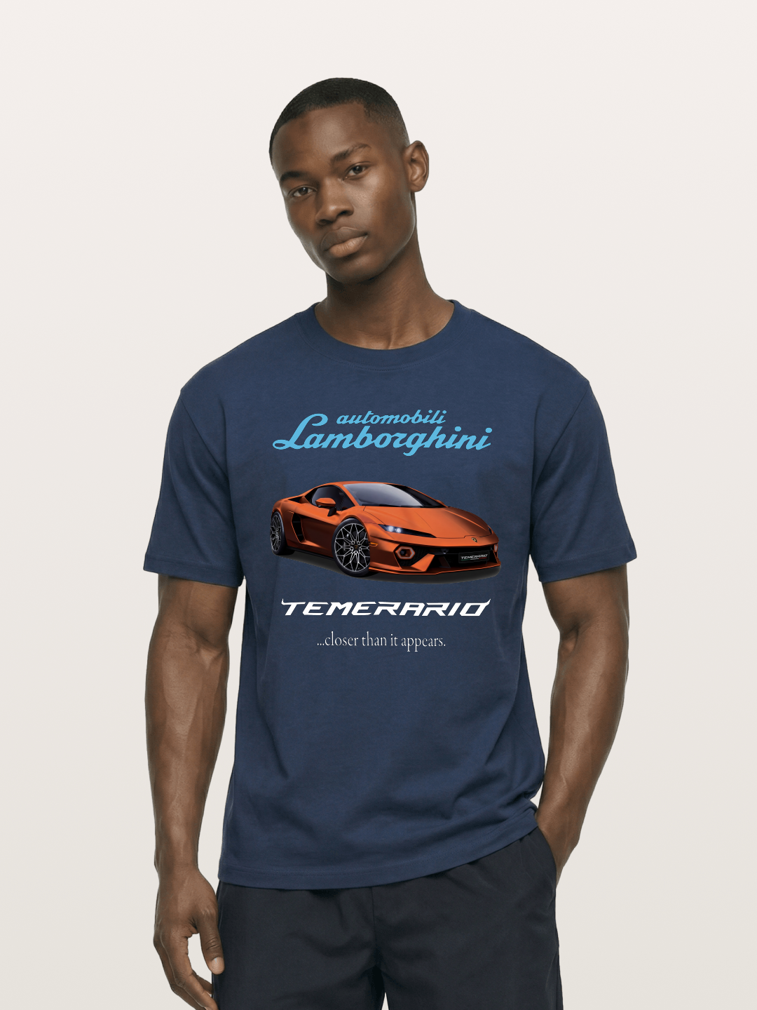 Lamborghini Temerario Orange Sports Car Cotton T-shirt
