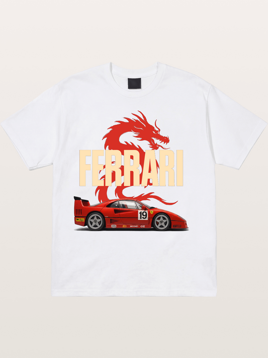 Ferrari F40 Red Dragon Theme Cotton T-shirt