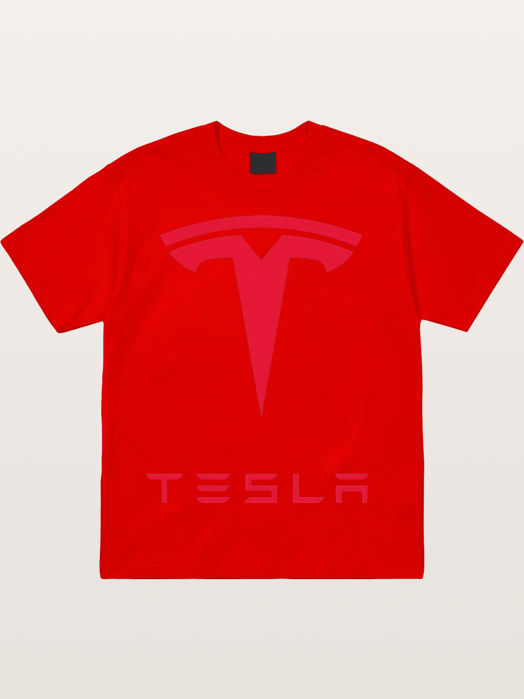 Tesla Red Logo Sticker Cotton T-shirt