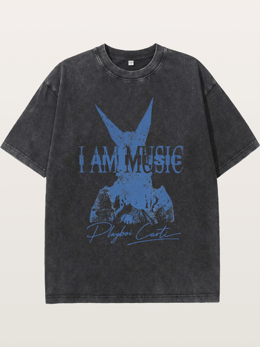 Playboi Carti I Am Music Print Washed T-shirt