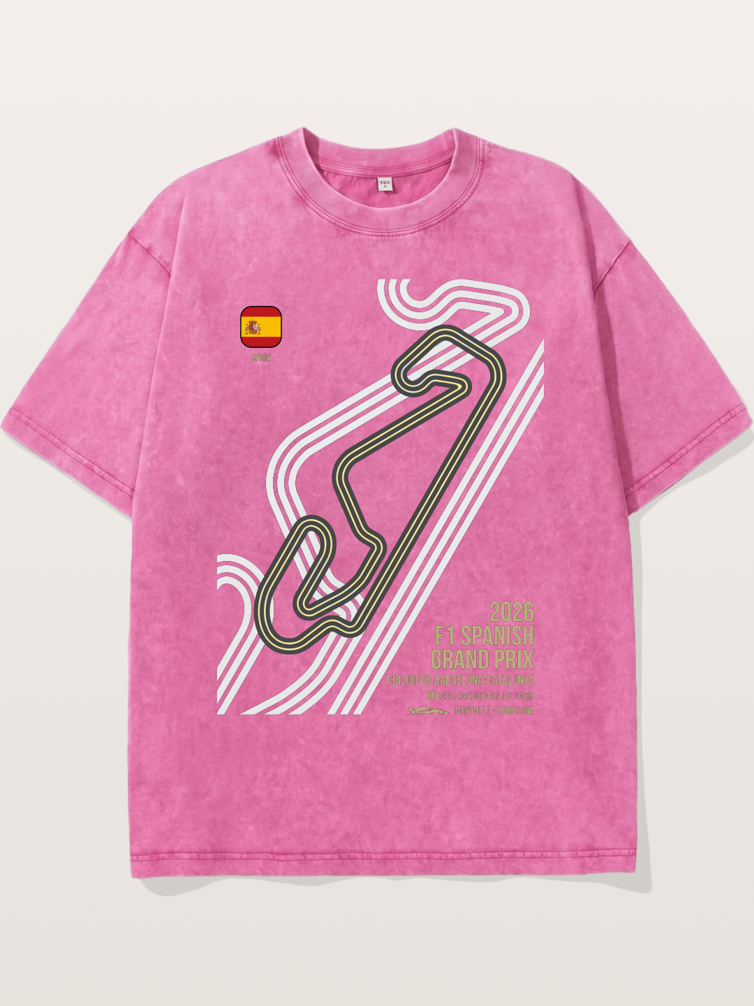 Spanish F1 Catalunya Circuit Layout Washed T-shirt