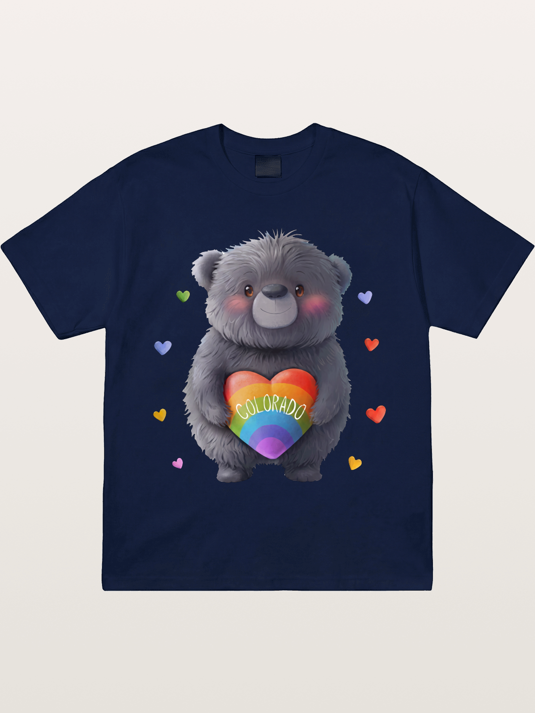 Colorado Pride Bear With Rainbow Heart Gildan T-shirt