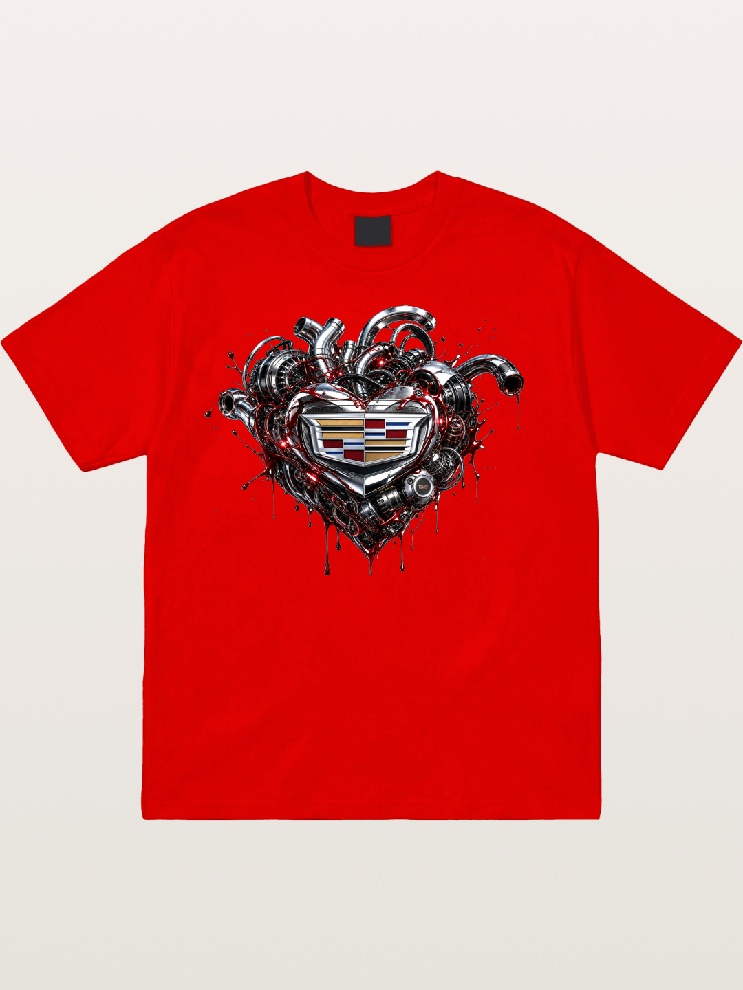 Cadillac Engine Heart Design Cotton T-shirt