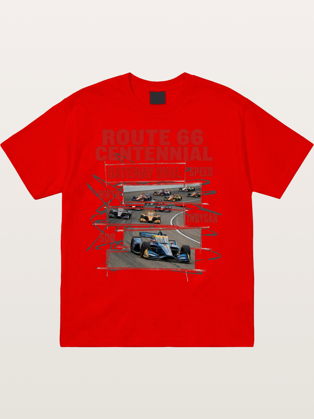 Red Sketch Route66 Race Poster Cotton T-shirt