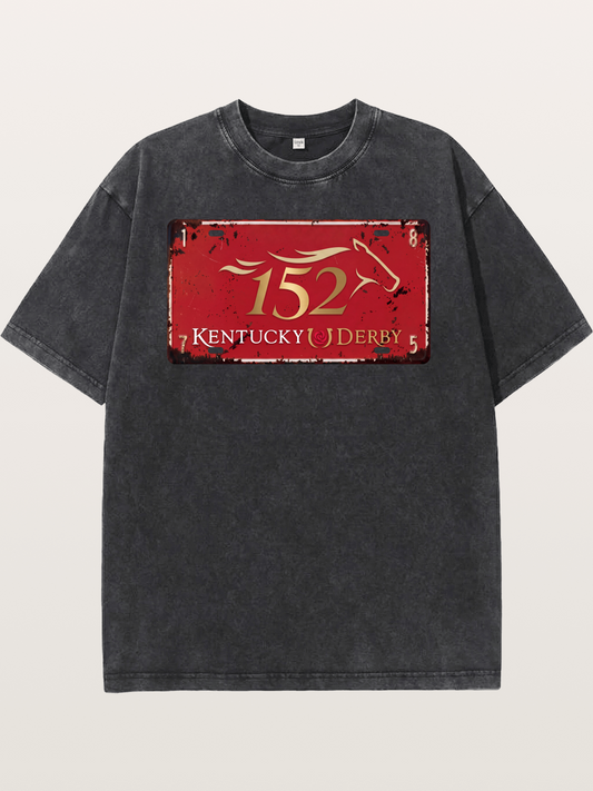 Kentucky Derby 152 License Plate Washed T-shirt