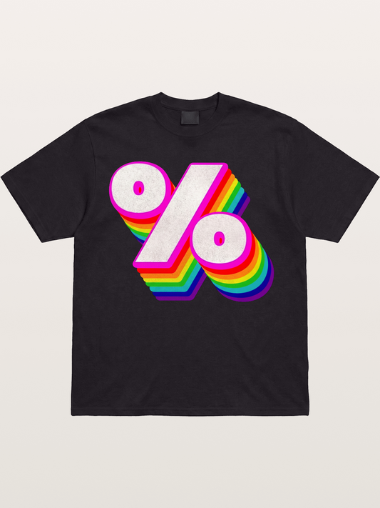 Rainbow Stacked Percent Symbol Pride Gildan T-shirt