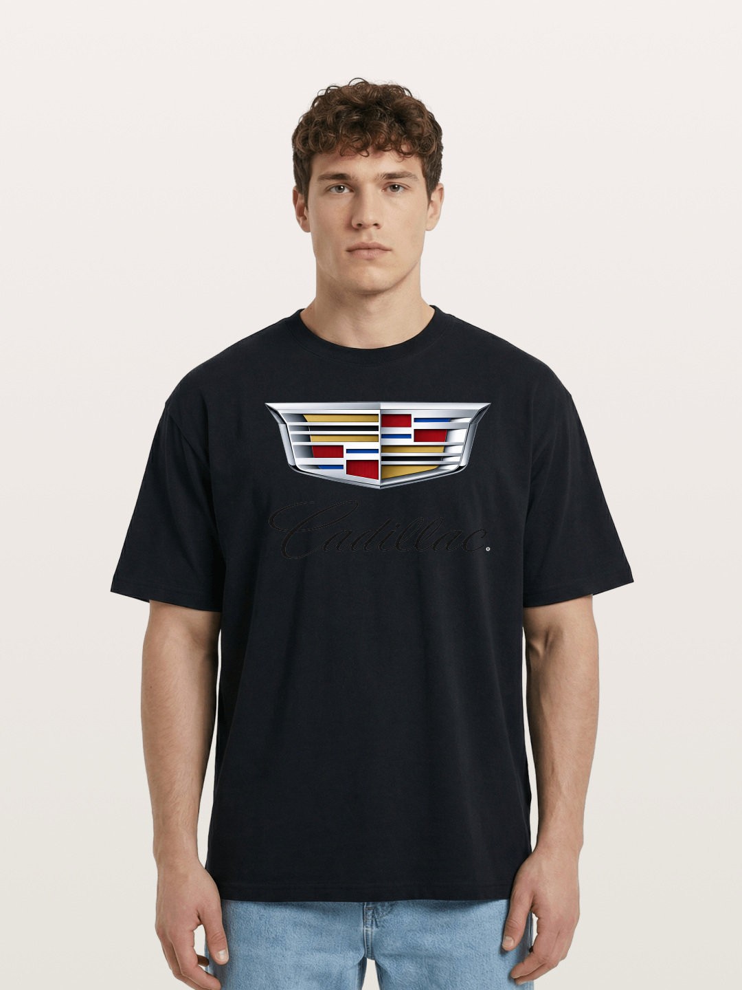 Cadillac Emblem Script Print Cotton T-shirt