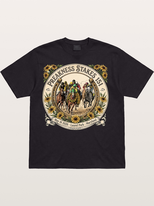 151st Preakness Stakes Horseshoe Badge Cotton T-shirt