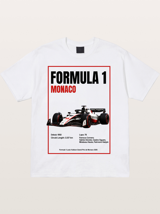 F1 Monaco LV Racing Car Poster Cotton T-shirt