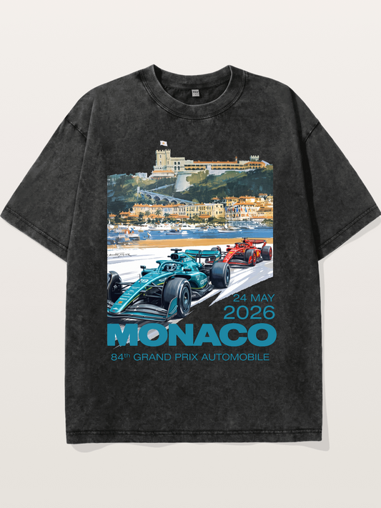 2026 Monaco Grand Prix Race Cars Scene Washed T-shirt