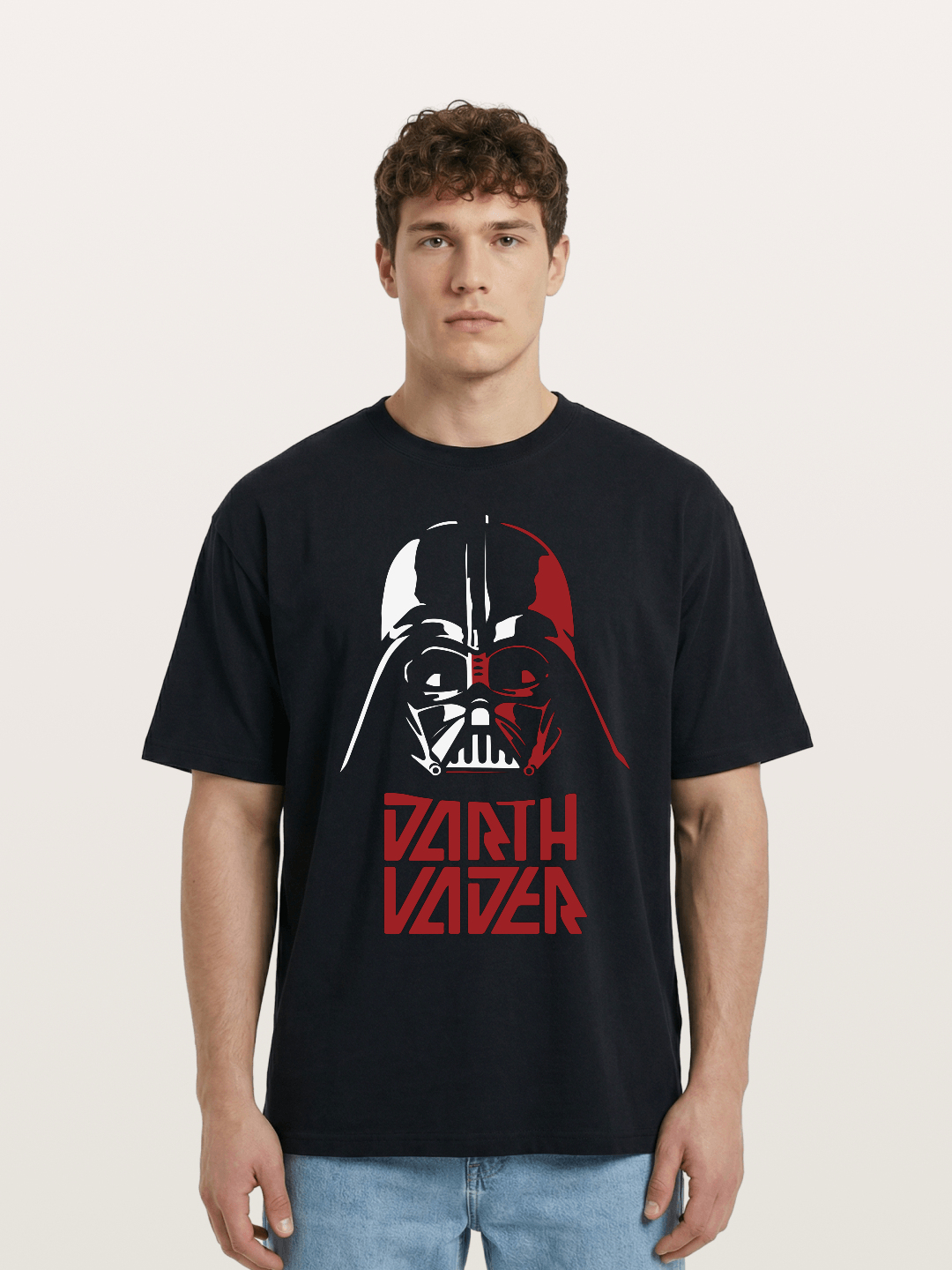 Darth Vader Red White Helmet Cotton T-shirt