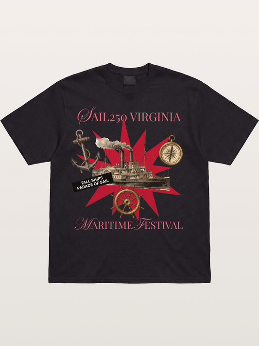 Red Star Tall Ship Festival Art Cotton T-shirt