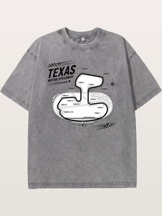 Texas Motor Speedway Track Map Washed T-shirt