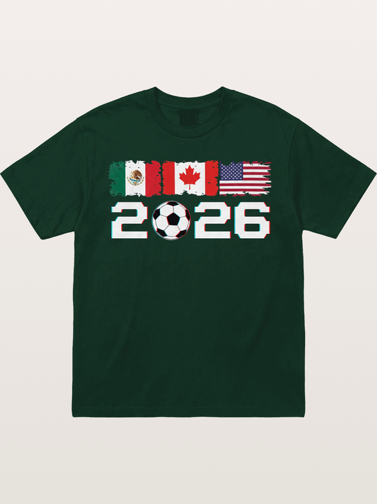 2026 WC USA Mexico Canada Flags Gildan T-shirt