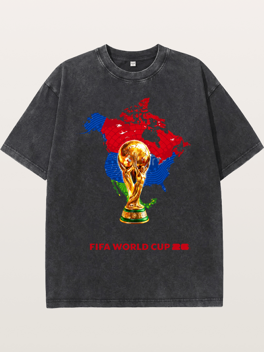 World Cup Trophy & Americas Map Washed T-shirt