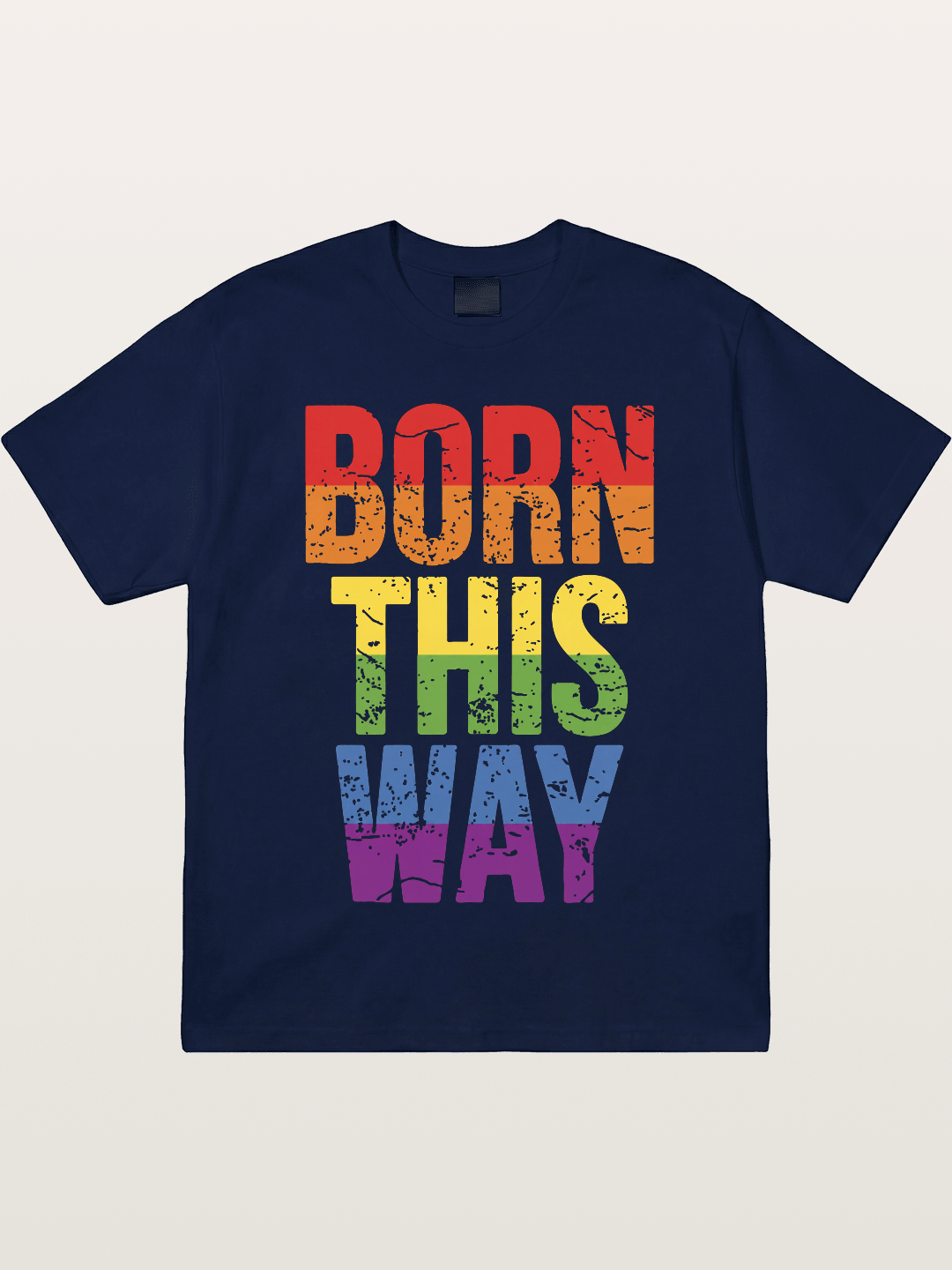 Born This Way Retro Rainbow Text Gildan T-shirt