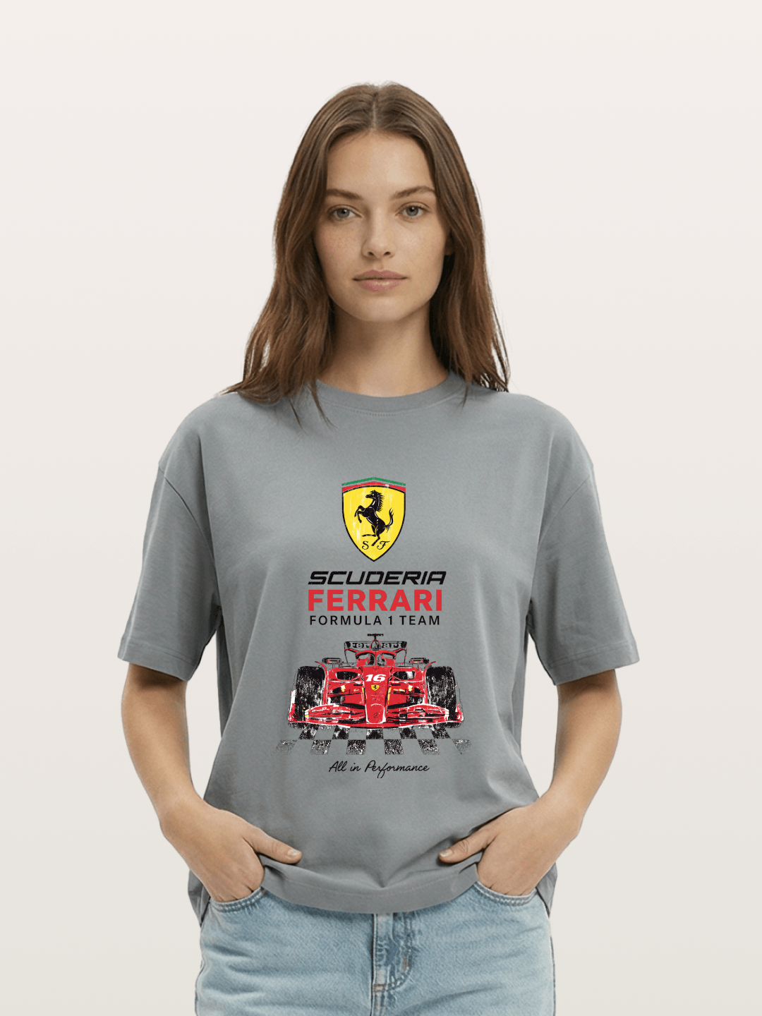 Ferrari F1 Team Racing Poster Gildan T-shirt
