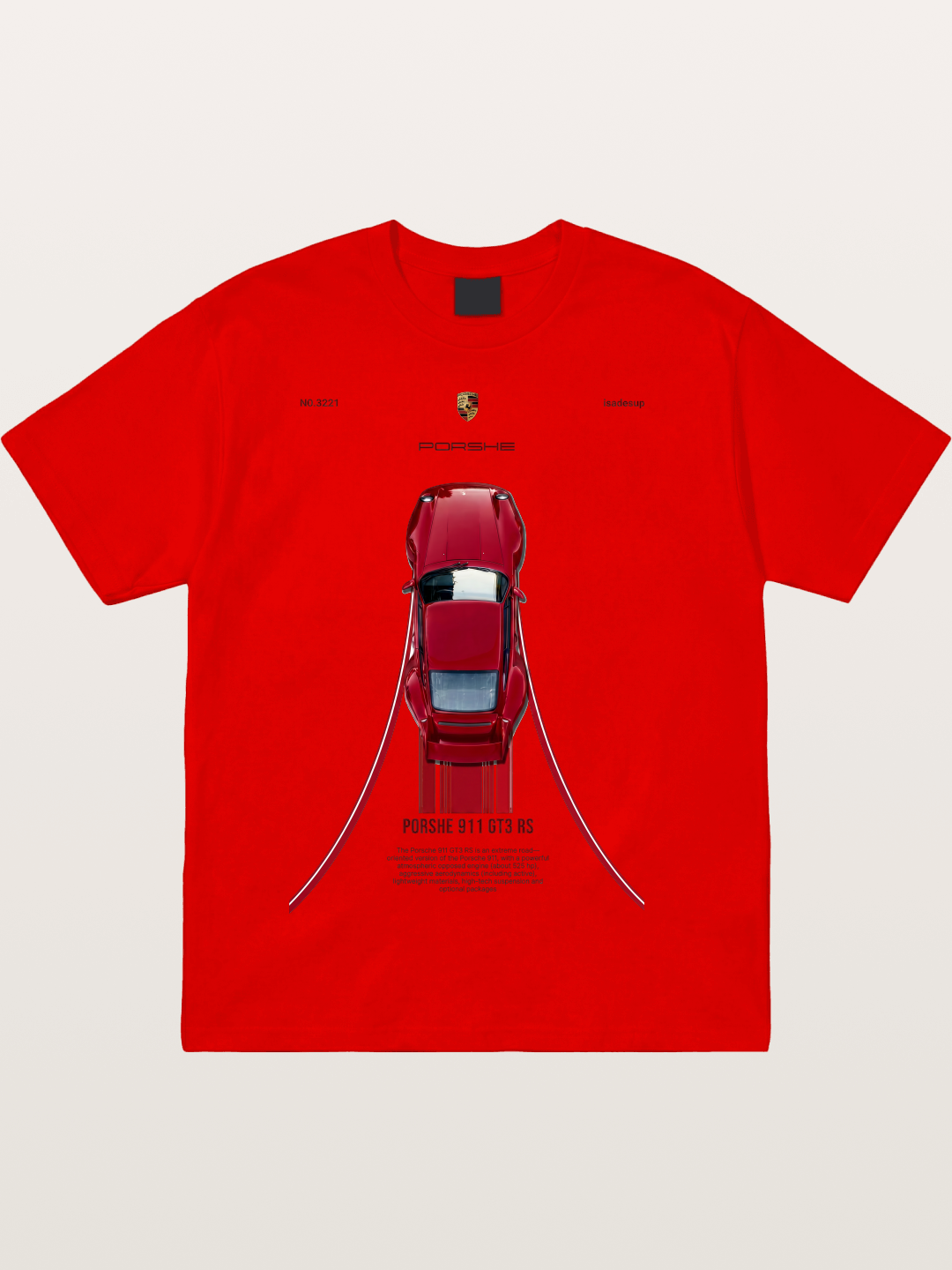 Porsche 911 GT3 RS Top View Cotton T-shirt