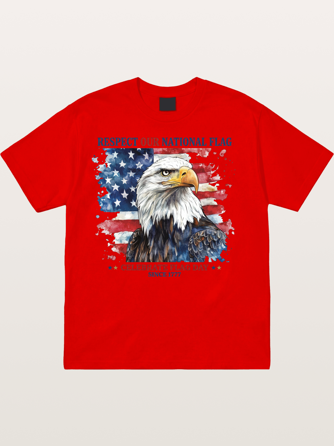 Watercolor Eagle Flag Day Art Cotton T-shirt