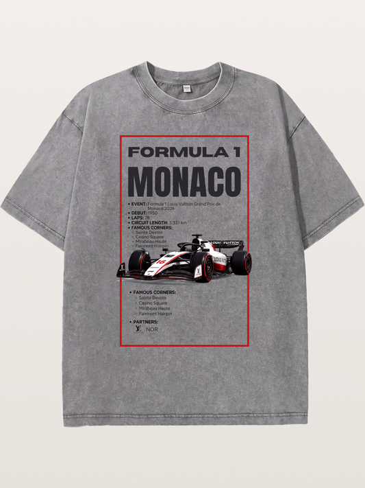 F1 Monaco Grand Prix Fact Sheet Washed T-shirt