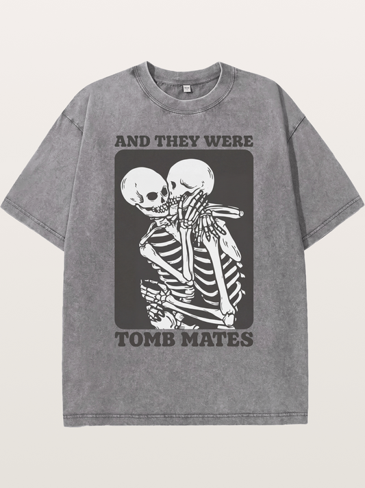 Tomb Mates Skeleton Couple Pride Washed T-shirt