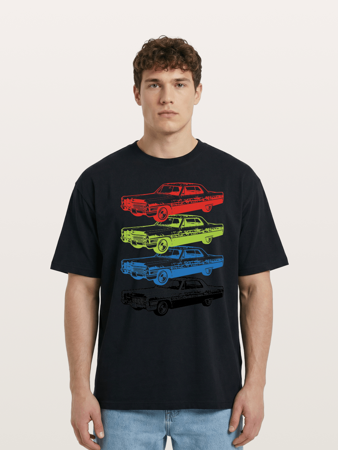 Classic Car Evolution Print Cotton T-shirt