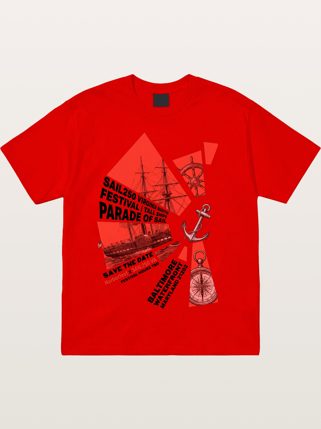 Pink Red Geometric Sail Poster Cotton T-shirt