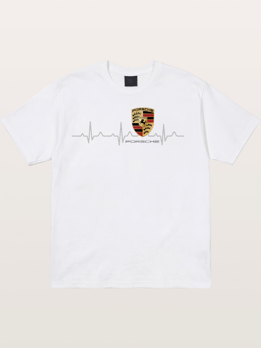 Porsche Heartbeat ECG Line Design Cotton T-shirt