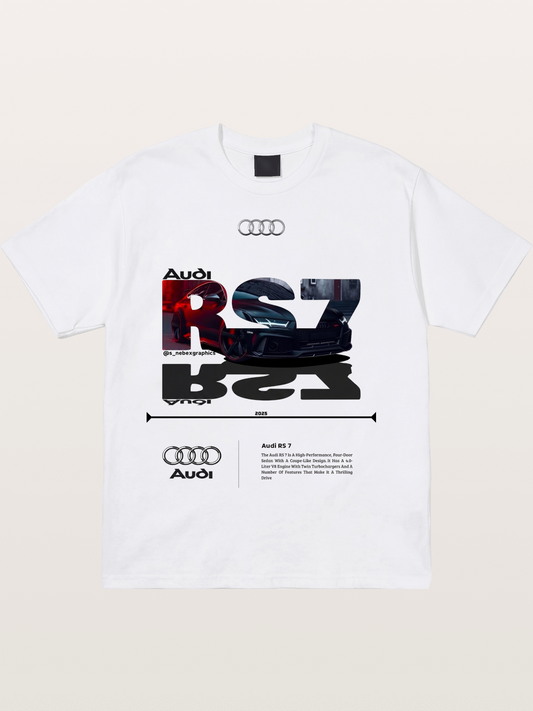 Audi RS7 Typography Collage Cotton T-shirt