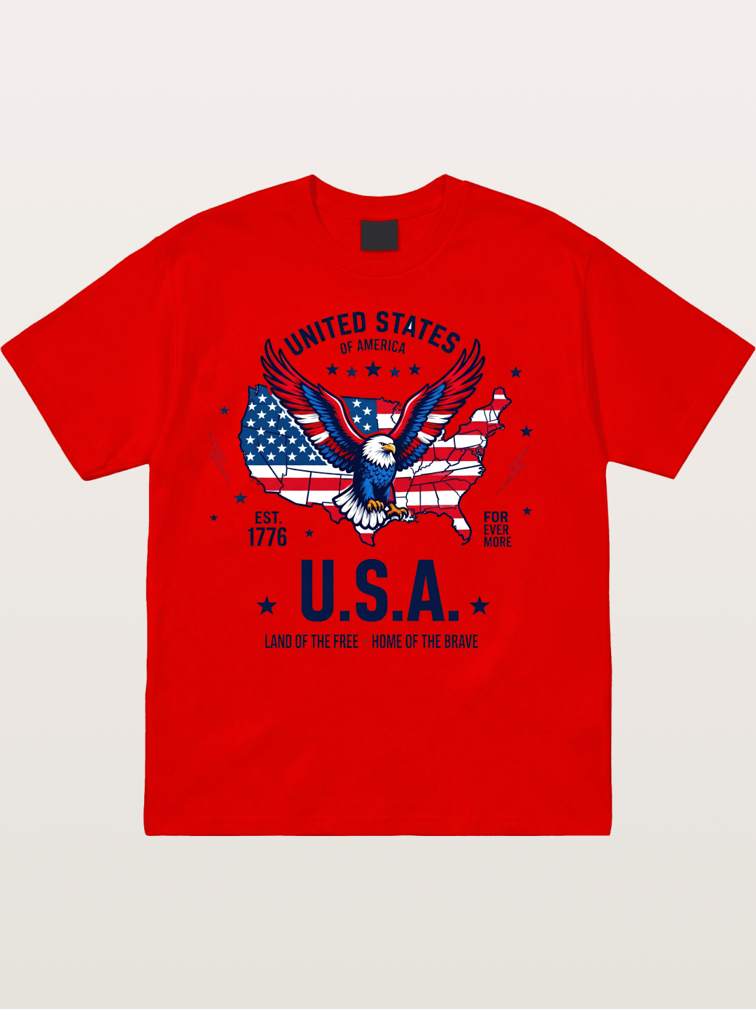 USA Map Eagle Flag Design Cotton T-shirt