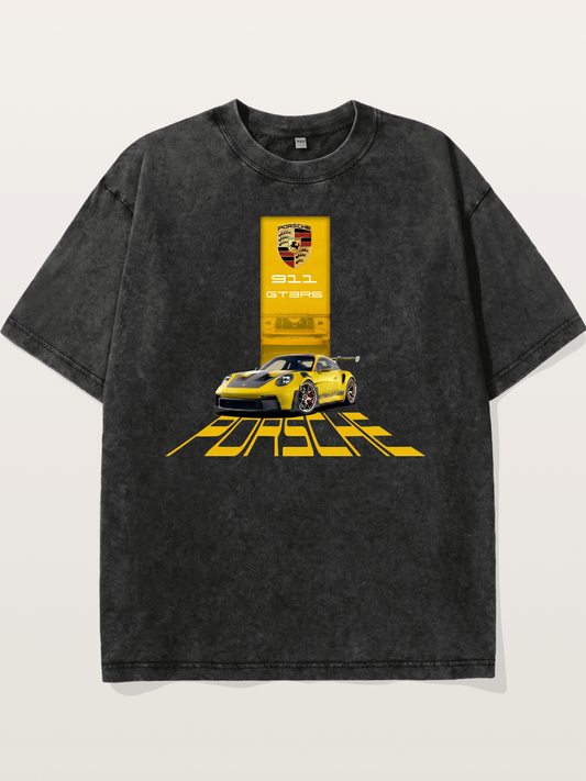 Yellow 911 GT3 RS Graphic Washed T-shirt