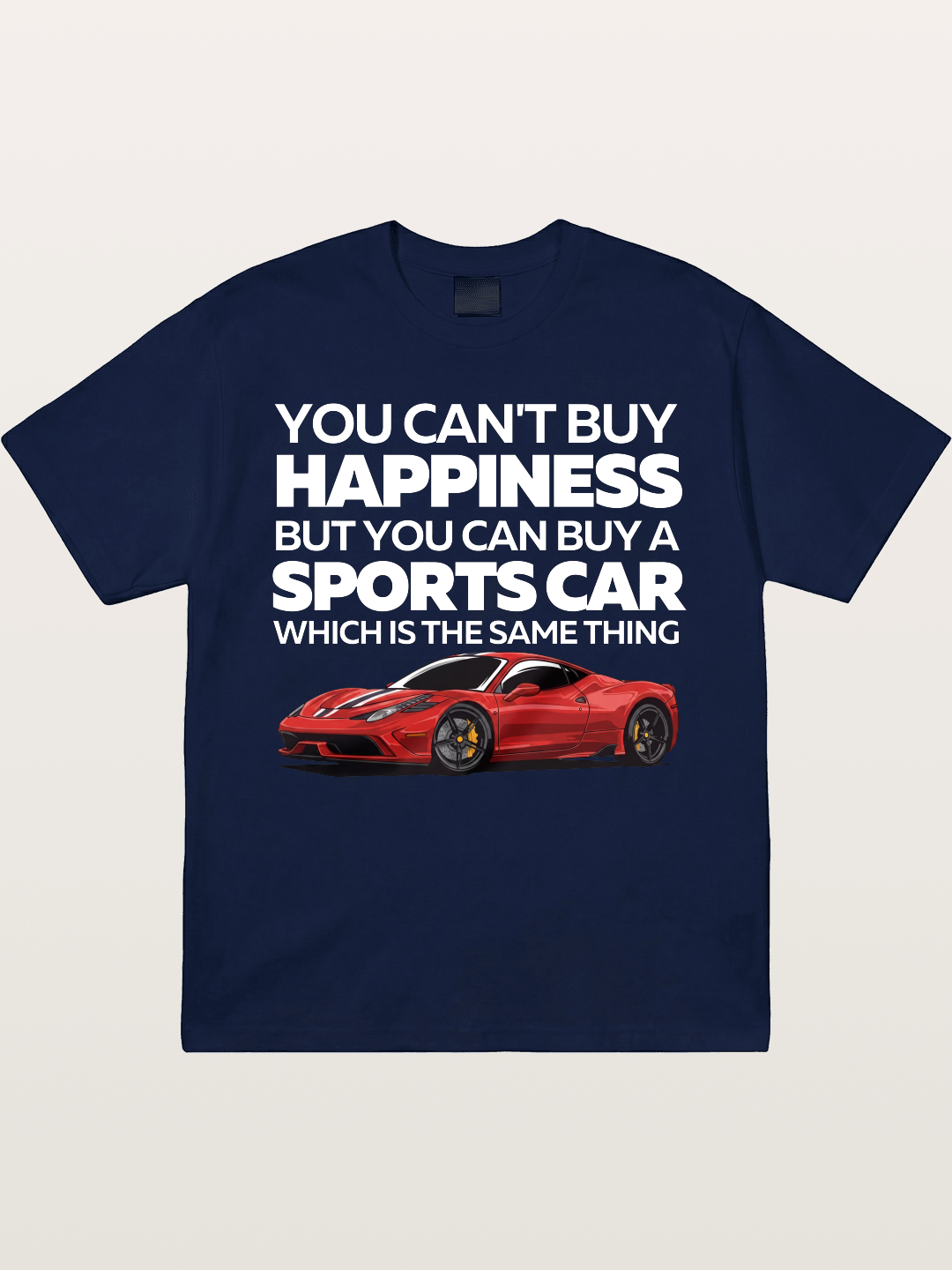 Sports Car Happiness Quote Red Ferrari Gildan T-shirt