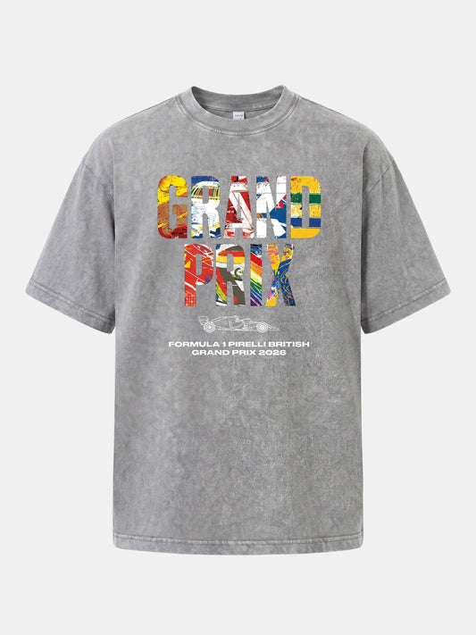 2026 British Grand Prix Multi-Flag Typography Washed T-shirt